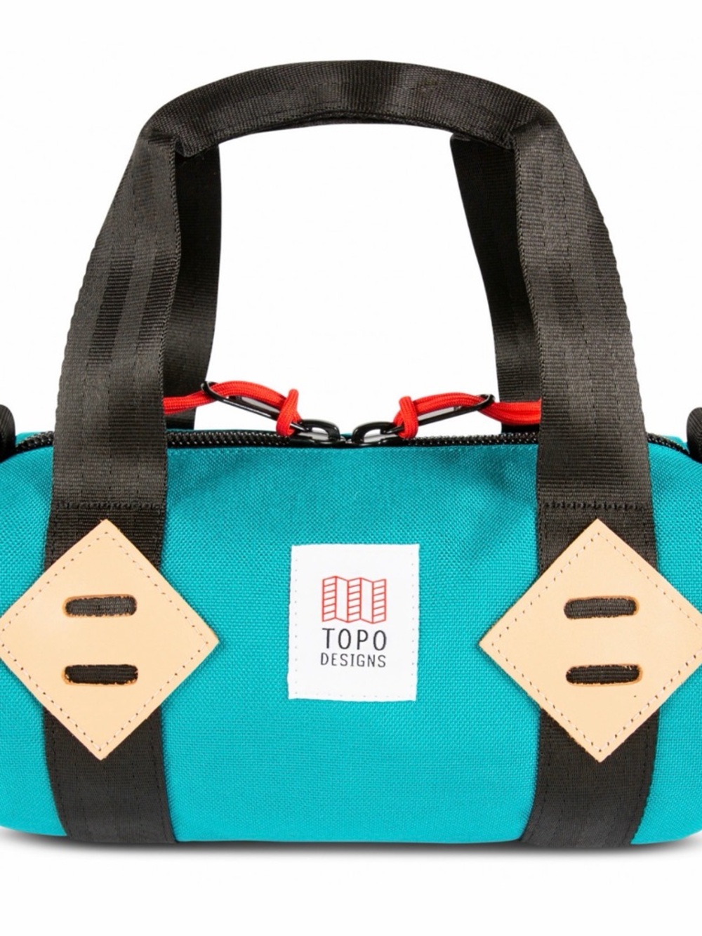 Brand new Topo Designs Teal Classic Mini Duffle w/ Black Straps & Tan Lash Tabs